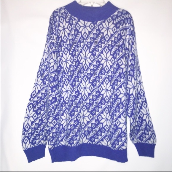 Vintage 1980’s Village Green | Snowflake Sweater - Fair Isle Print - Picture 2 of 5